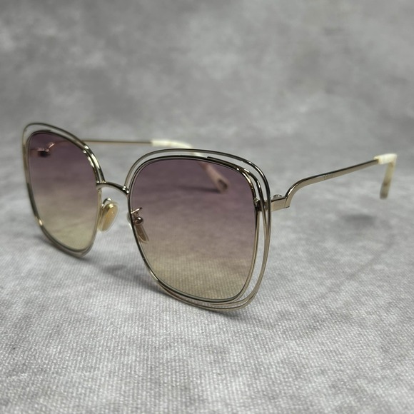Chloe CH0077SK 003 Sunglasses GOLD /PINK Gradient Square Shape 58 [] 16 140 - Picture 1 of 8